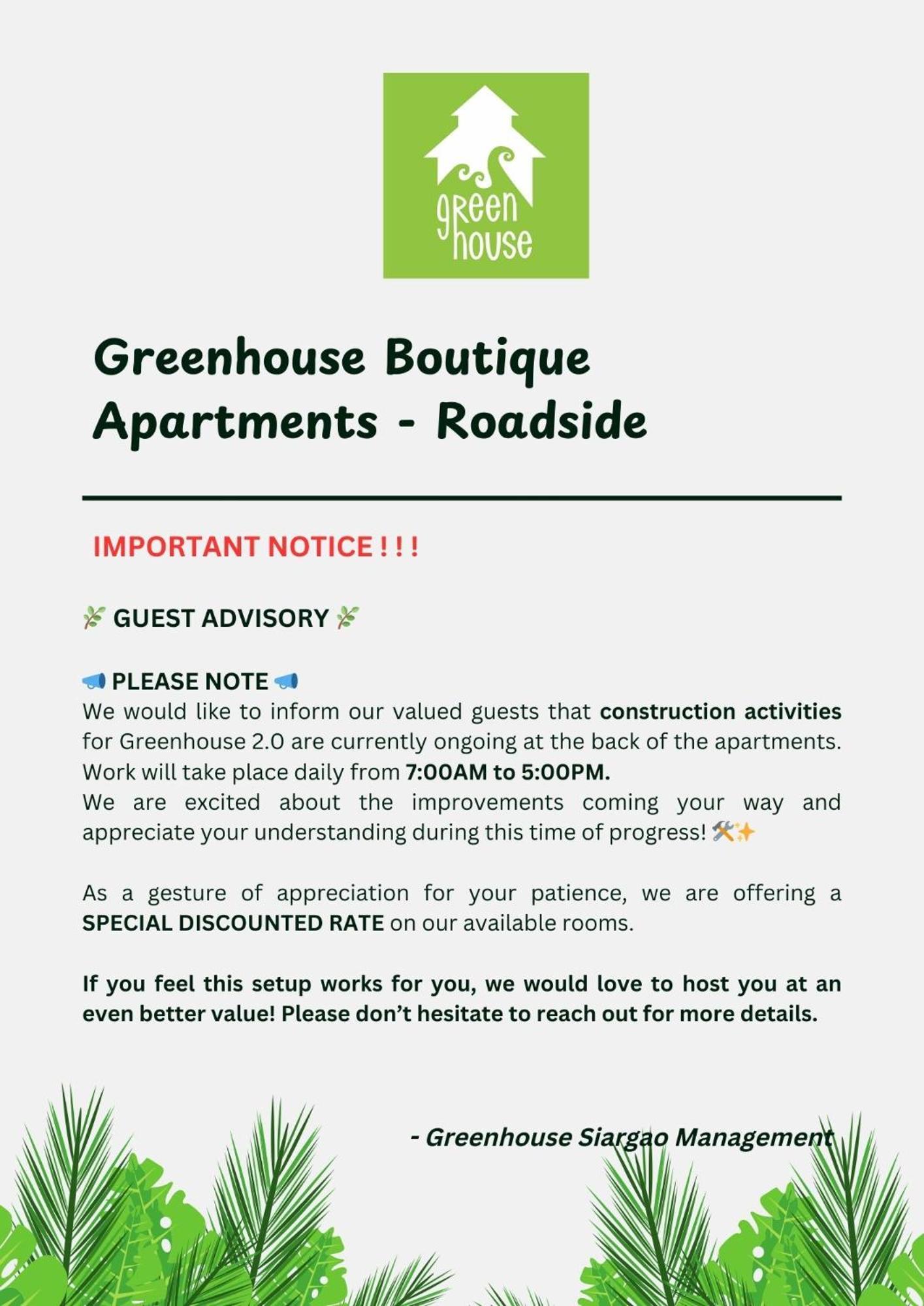 Greenhouse Siargao Roadside Boutique Apartments General Luna  Zewnętrze zdjęcie